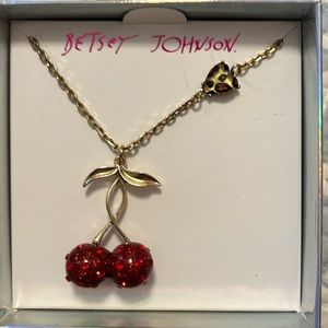 Betsy Johnson cherries necklace. NIB